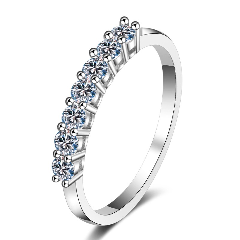 70 point Moissanite lined ring Circular bright cut Sterling Silver Engagement Rings C2025020101