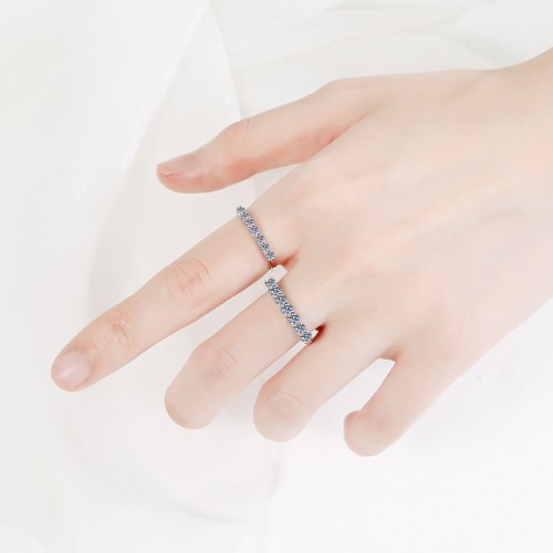 70 point Moissanite lined ring Circular bright cut Sterling Silver Engagement Rings C2025020101 