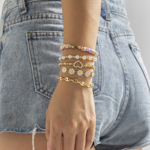 Charmorah Bohemian Style Bracelet Set 18cm/7inch x 2 + 19cm/7.5inch x 3 C2024070013