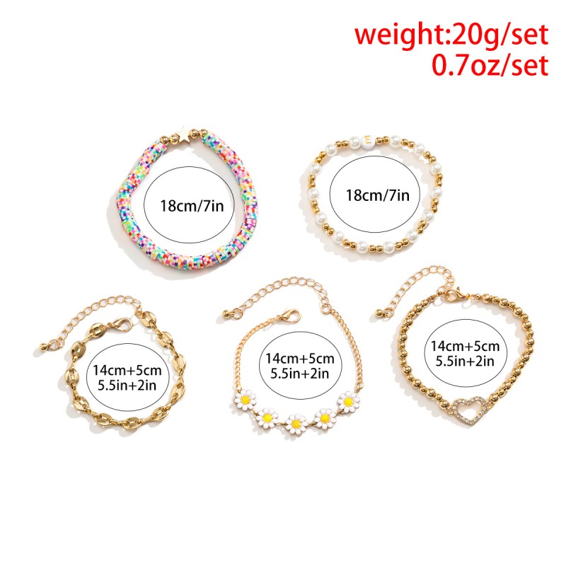 Charmorah Bohemian Style Bracelet Set 18cm/7inch x 2 + 19cm/7.5inch x 3 C2024070013 