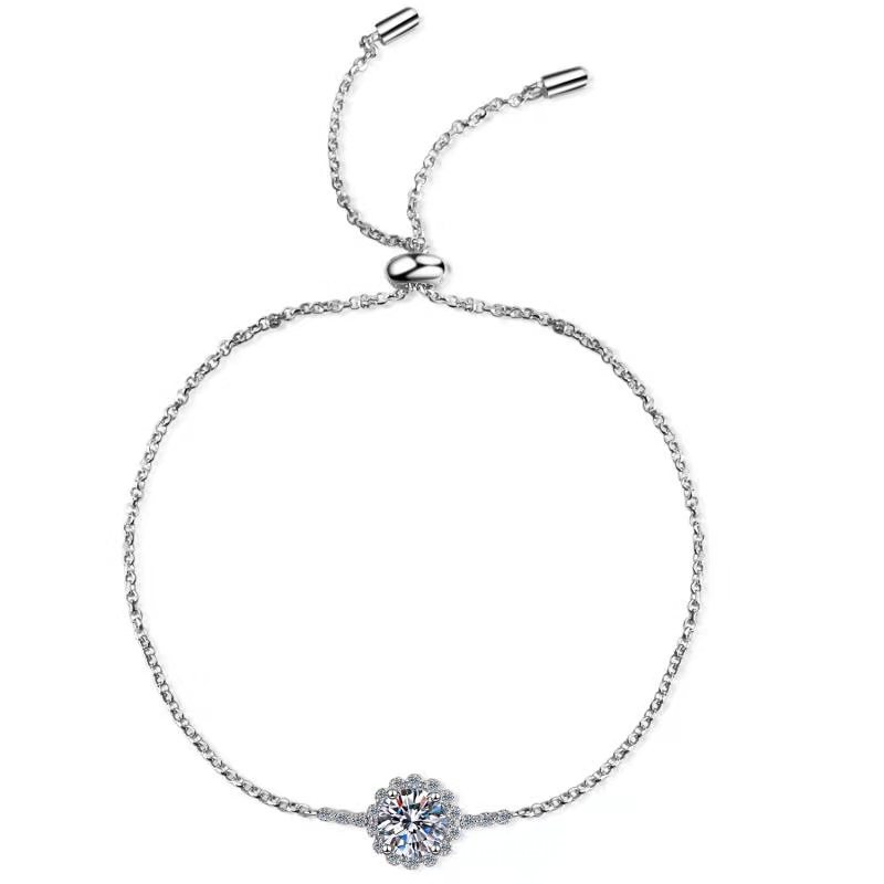 ‘A myriad of stars surround the moon’ Moissanite S925 pure silver Bracelet C2025070104