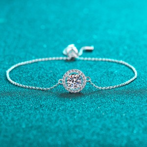 ‘A myriad of stars surround the moon’ Moissanite S925 pure silver Bracelet C2025070104
