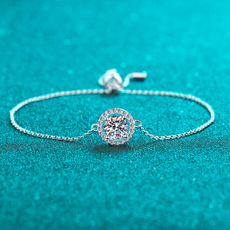‘A myriad of stars surround the moon’ Moissanite S925 pure silver Bracelet C2025070104 
