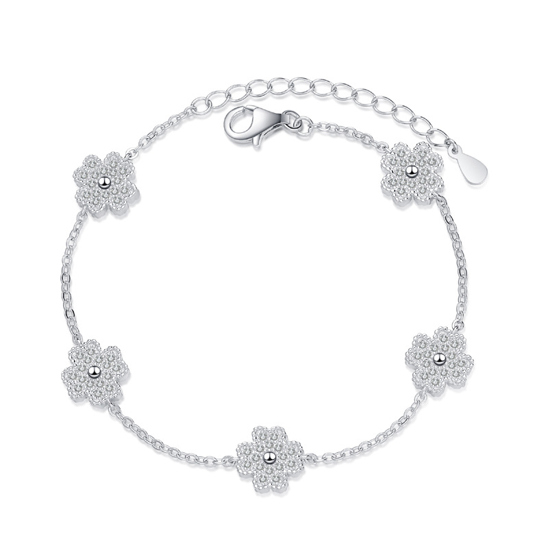 Moissanite Clover S925 pure silver Bracelet C2025070105 