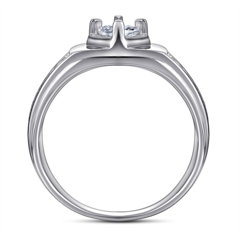 Charmorah "Radiance" Round Cut Sterling Silver Men's Rings C2024050005 
