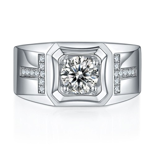 1CT Moissanite Round Cut Sterling Silver Men's Rings C2024050006 1CT Moissanite Round Cut Sterling Silver Men's Rings C2024050006