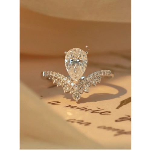 1.5 CT Mozambique Charmorah "Water droplet" 925 Sterling Silver Adjustable opening C2025030103
