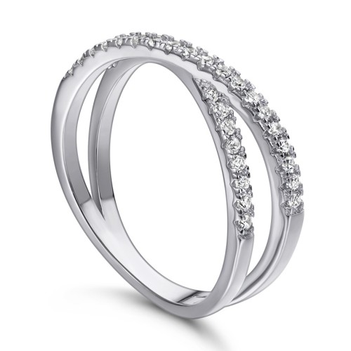 Half Eternity Band  Crossover 925 Sterling Silver Promise Rings C2024030004 