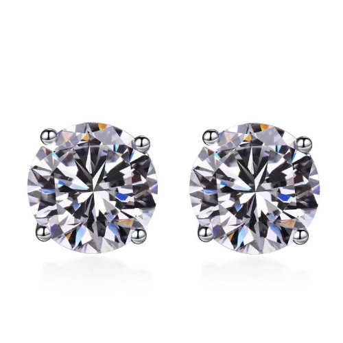 2CT Moissanite Classic Round Cut Sterling Silver Stud Earrings C2024060016 2CT Moissanite Classic Round Cut Sterling Silver Stud Earrings C2024060016