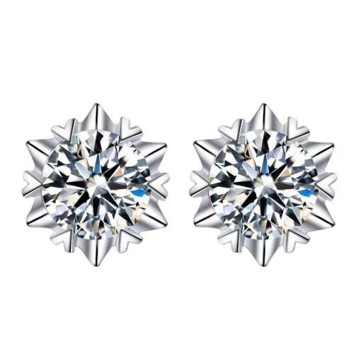 2CT Moissanite Snowflake Design Round Cut Sterling Silver Stud Earrings C2024060018 2CT Moissanite Snowflake Design Round Cut Sterling Silver Stud Earrings C2024060018