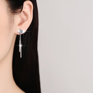 1 CT Classic Round Cut Design Moissanite Sterling Silver Drop Earrings C2024060022