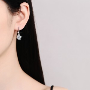 1 CT Halo Set Briolette Cut Design Moissanite Sterling Silver Drop Earrings C2024060023