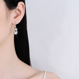 1 CT Halo Set Round Cut "Teardrop" Design Moissanite Sterling Silver Drop Earrings C2024060024