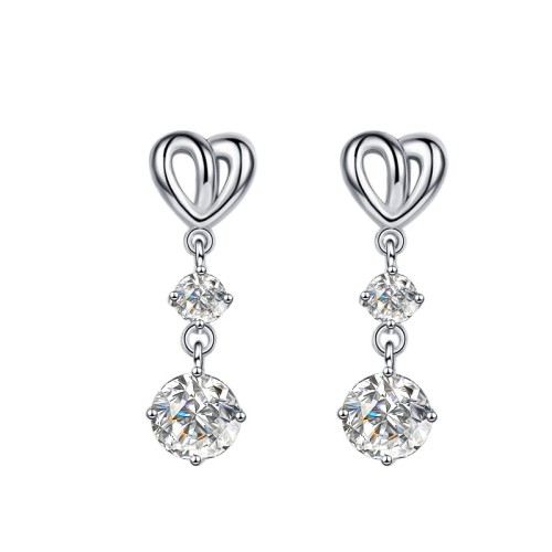 1 CT Halo Set Round Cut Heart Design Moissanite Sterling Silver Drop Earrings C2024060026 1 CT Halo Set Round Cut Heart Design Moissanite Sterling Silver Drop Earrings C2024060026