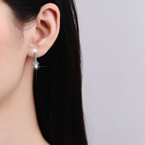 1 CT Classic Round Cut Moissanite Sterling Silver Drop Earrings C2024060028