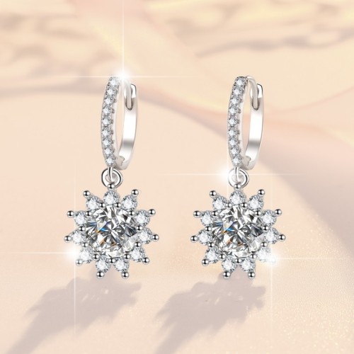 1 CT Star Shape Round Cut Moissanite Sterling Silver Drop Earrings C2024060030 