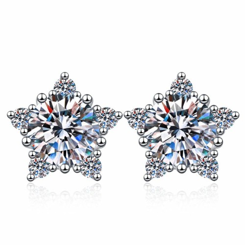 1CT Moissanite Star Design Round Cut Sterling Silver Stud Earrings C2024060031 1CT Moissanite Star Design Round Cut Sterling Silver Stud Earrings C2024060031