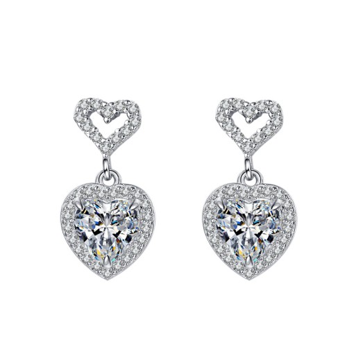 1 CT Heart Shape Heart Cut Moissanite Sterling Silver Drop Earrings C2024060033 1 CT Heart Shape Heart Cut Moissanite Sterling Silver Drop Earrings C2024060033