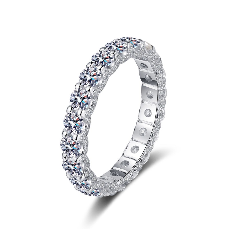 2.1CT Mozambique Circular Circular Bright Cutting Sterling Silver Engagement Rings  C2025020104 