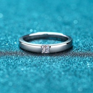 Moissanite Circular plain circle Square cutting  s925 Silver Ring Engagement Rings C2025020106