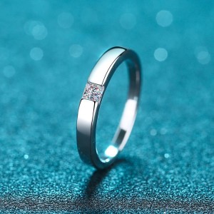 Moissanite Circular plain circle Square cutting  s925 Silver Ring Engagement Rings C2025020106
