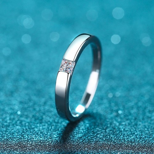 Moissanite Circular plain circle Square cutting  s925 Silver Ring Engagement Rings C2025020106 