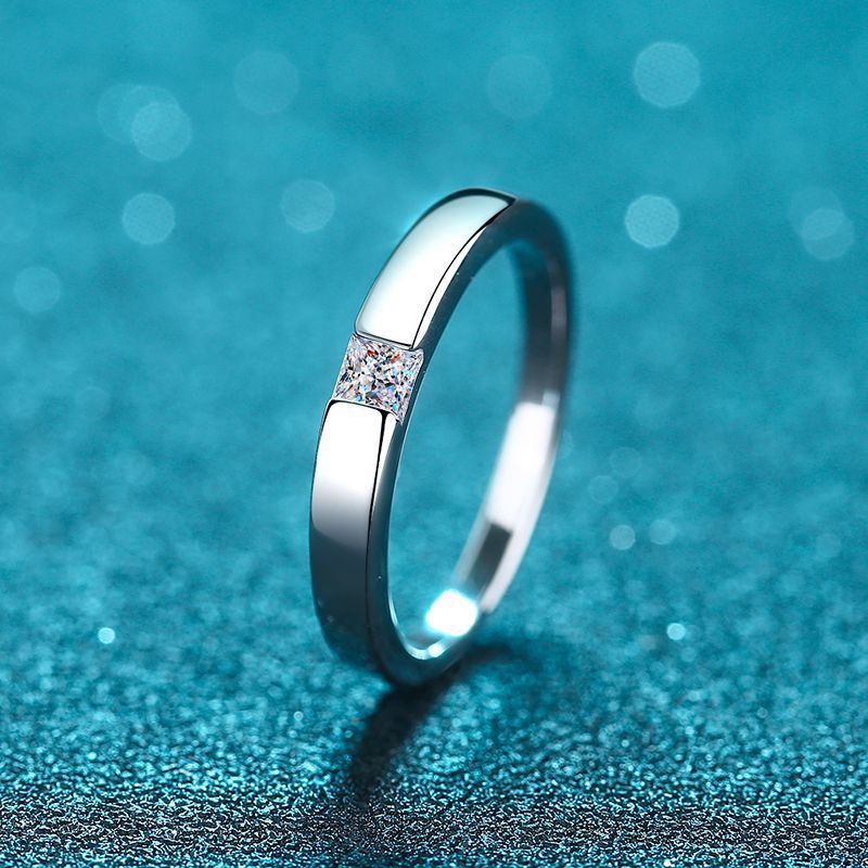 Moissanite Circular plain circle Square cutting  s925 Silver Ring Engagement Rings C2025020106 