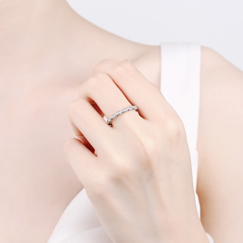 Moissanite Circular ring Polished s925 Silver Ring Engagement Rings C2025020107 