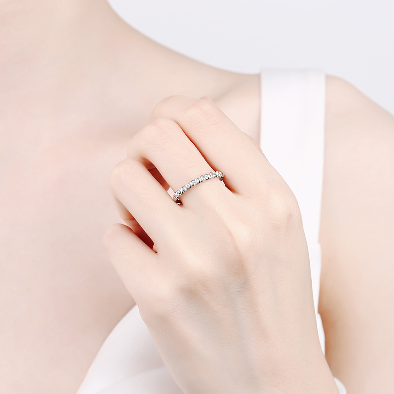 Moissanite Circular ring Polished s925 Silver Ring Engagement Rings C2025020107 