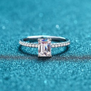 1 CT Moissanite Circular and rectangular faceted cutting s925 Silver Ring Engagement Rings C2025020108