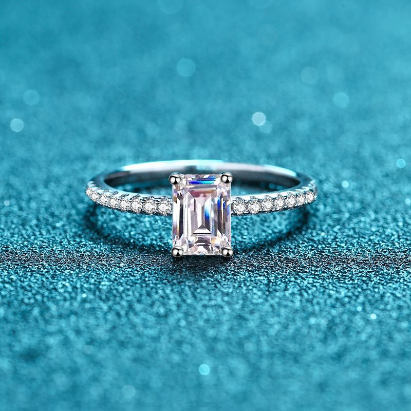 1 CT Moissanite Circular and rectangular faceted cutting s925 Silver Ring Engagement Rings C2025020108 