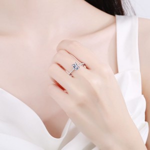 1 CT Moissanite Circular and rectangular faceted cutting s925 Silver Ring Engagement Rings C2025020108