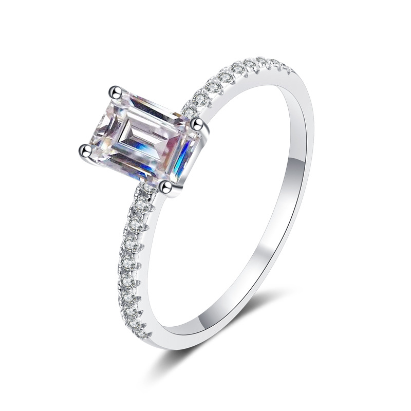 1 CT Moissanite Circular and rectangular faceted cutting s925 Silver Ring Engagement Rings C2025020108 