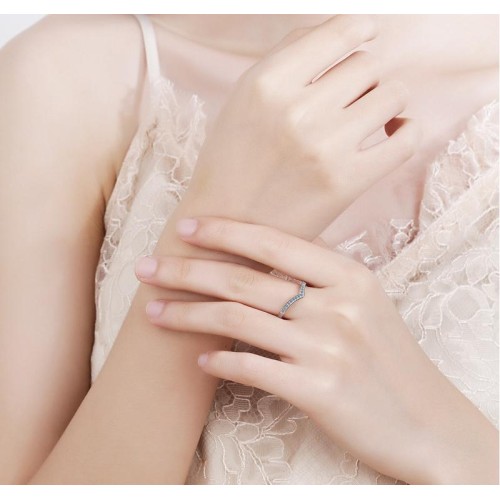 Moissanite Irregular circular shape Circular bright cutting method s925 Silver Ring Engagement Rings C2025020109 