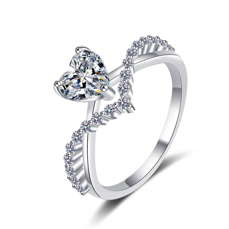 1 CT Moissanite Circular Heart-shaped cutting  s925 Silver Ring Engagement Rings C2025020110 