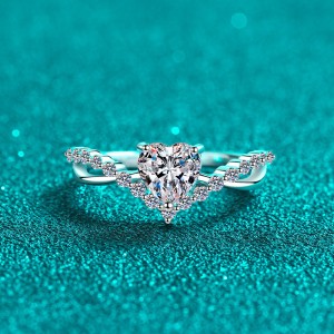 1 CT Moissanite Circular Heart-shaped cutting  s925 Silver Ring Engagement Rings C2025020110
