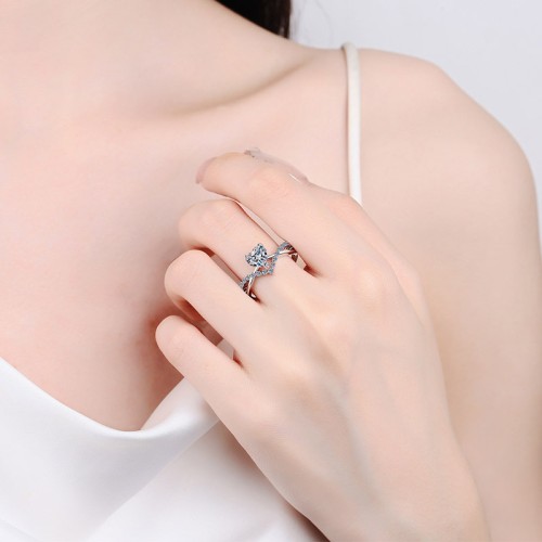 1 CT Moissanite Circular Heart-shaped cutting  s925 Silver Ring Engagement Rings C2025020110 