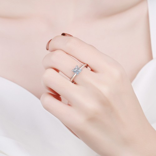 1 CT Moissanite Princess Cut Four claws s925 Silver Ring Engagement Rings C2025020114 