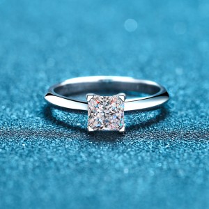 1 CT Moissanite Princess Cut Four claws s925 Silver Ring Engagement Rings C2025020114