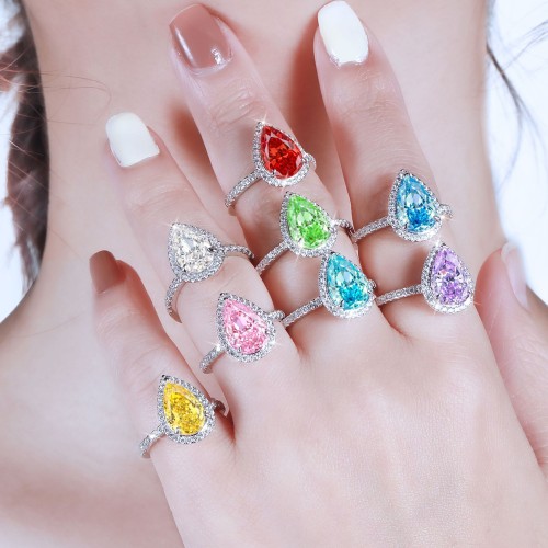 4.0 CT Briolette Cut 925 Sterling Silver Engagement Ring C2024020009 4.0 CT Briolette Cut 925 Sterling Silver Engagement Ring C2024020009