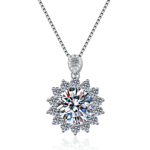 5 CT Sun Shape Round Cut Moissanite Sterling Silver Classic Necklace C2024080001 5 CT Sun Shape Round Cut Moissanite Sterling Silver Classic Necklace C2024080001