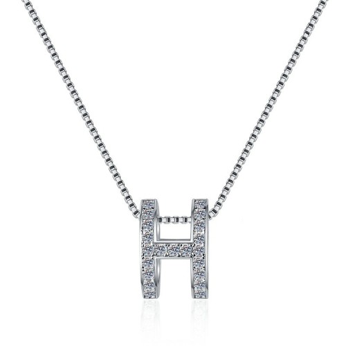H Design Moissanite Sterling Silver Classic Necklace C2024080010