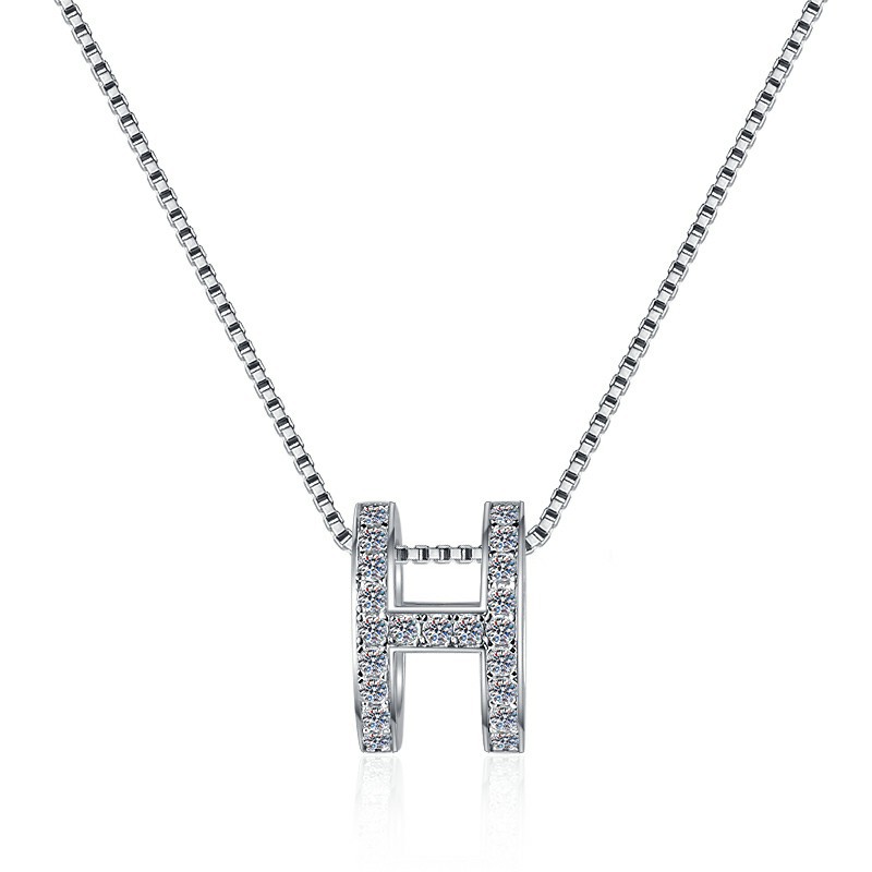 H Design Moissanite Sterling Silver Classic Necklace C2024080010