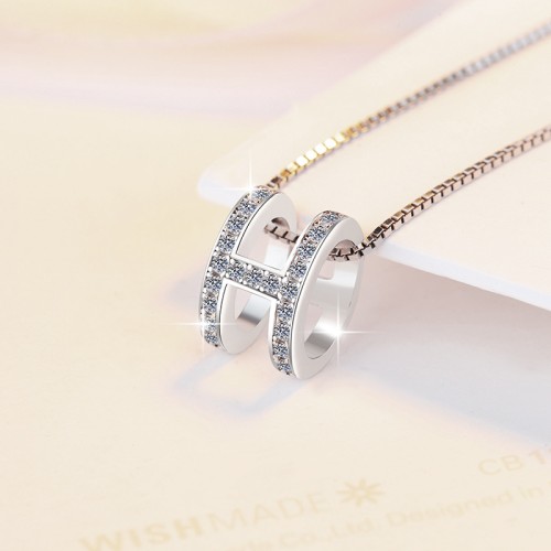 H Design Moissanite Sterling Silver Classic Necklace C2024080010 