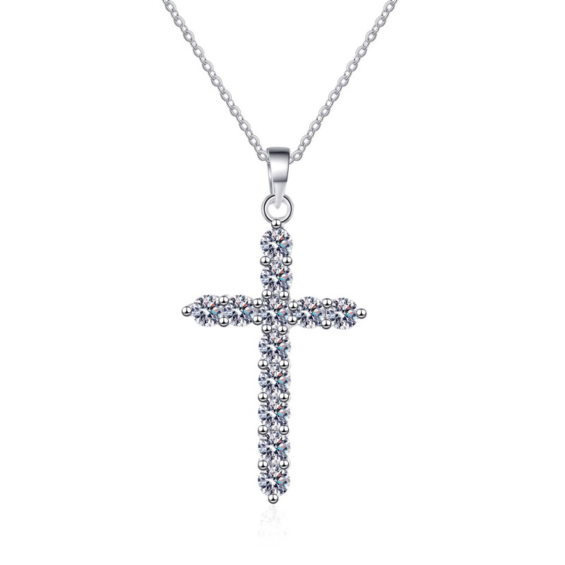 Moissanite Sterling Silver Cross necklace C2025080101 