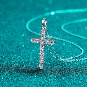 Moissanite Sterling Silver Cross necklace C2025080101