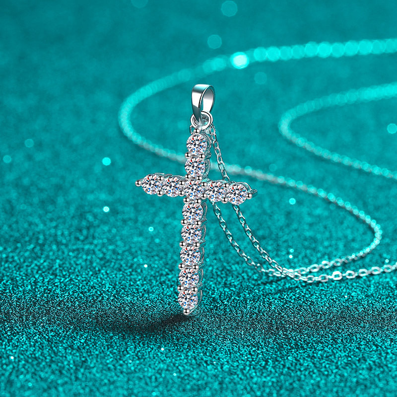 Moissanite Sterling Silver Cross necklace C2025080101 