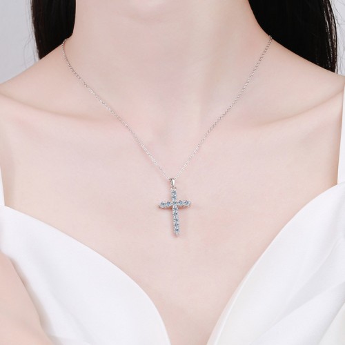Moissanite Sterling Silver Cross necklace C2025080101 