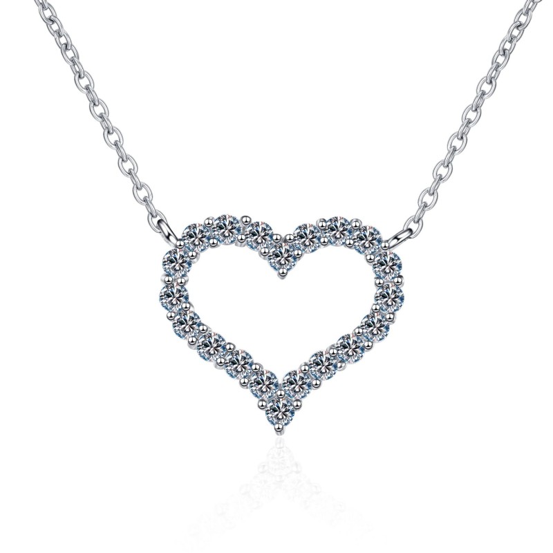 Moissanite Sterling Silver Hollow out love heart C2025080103