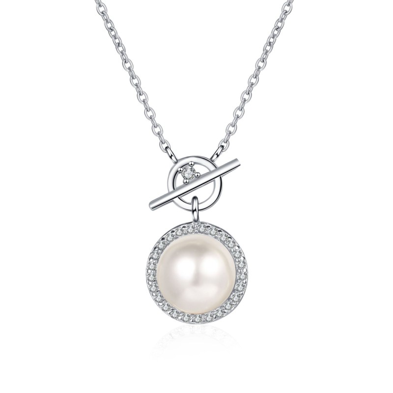Moissanite Freshwater Pearl 925 Silver C2025080104